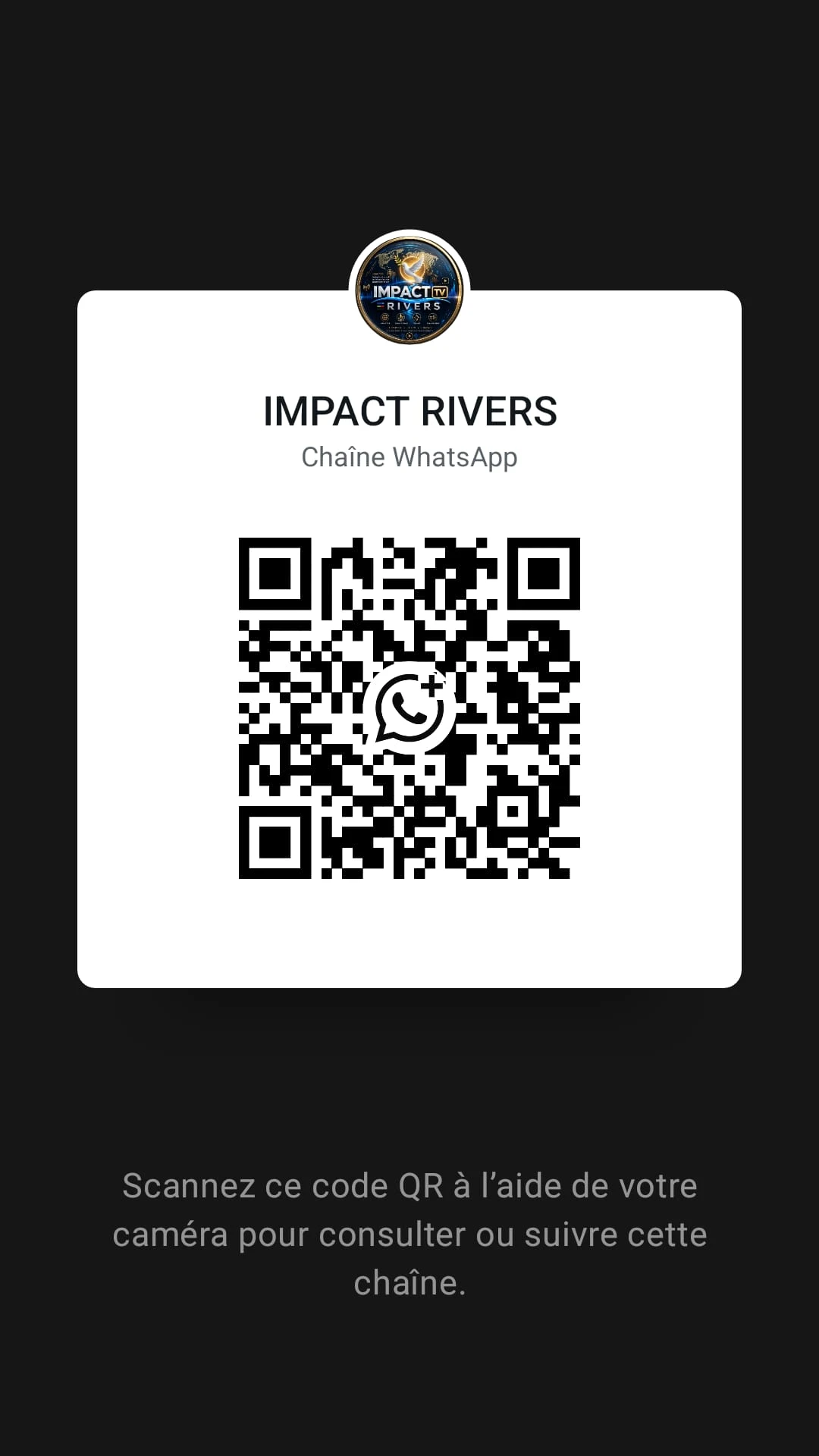 QR code chaîne WhatsApp IMPACT RIVERS